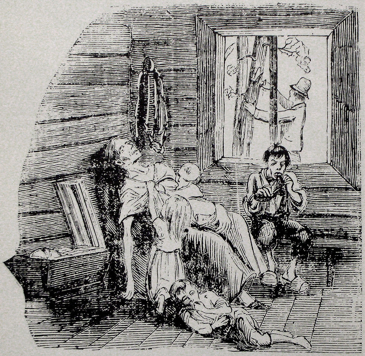 Illustration av Sveriges sista svältkatastrof 1967-1968. Fäderneslandet 1867.